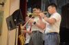 3D Wong Chun Lok is playing the saxophone. 3D Yung Mo Kin and 3F Yau You Wah are playing the trumpets. 