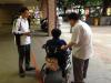 Students are trying their best to engage the elderly.