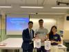 Principal Wong presents appreciation pennants to the co-founders of the Talent Co-op, thanking them for providing tailor-made data science training for our junior secondary students.