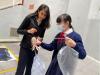 Student helpers are responsible for checking the cracks of the egg after landing.