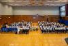 A group photo featuring students, the busking teams, and social workers from Po Leung Kuk Youth Service